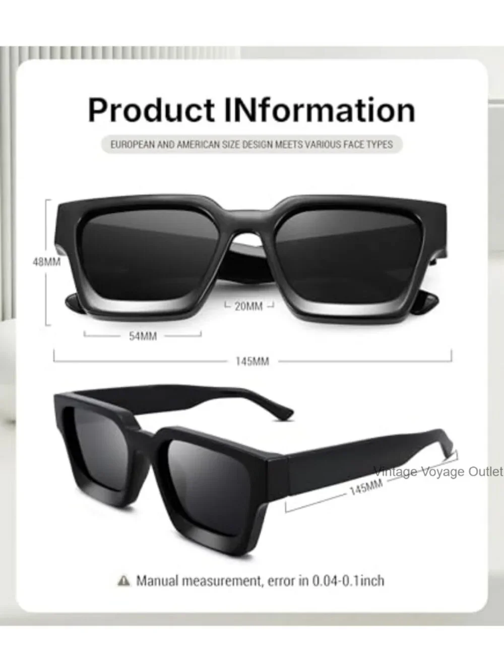 Square Thick Frame Sunglasses UV Protection Designer Style Shades Unisex